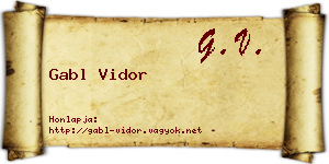 Gabl Vidor névjegykártya